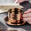 Xícaras Pires Cozinha Aço Inoxidável Reutilizável Espresso Viagens Café Luxo China Juego De Tazas Conjuntos de Chá