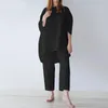 Pantalon deux pièces pour femmes 2 tenues en coton et lin costumes habillés pour un invité de mariage robe femmes fête femmes neige haute