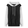 Sweat à capuche homme sweat à capuche manches longues cordon sweats à capuche contraste noir blanc hanche-Streetwear vêtements pour haut