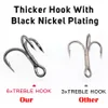 Fishing Hooks Treble Hook 6X Strong Carbon Steel Classic Round Bend Triple Fish Set for Big Game Bluefish Salmon Kingfish 230729