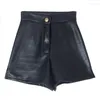 Shorts Mujer 2023 Negro Pu Glúteos Ajustados Sexy Delgado Talle Alto Cuero DK637