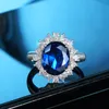 S925 Silver High Carbon Diamond Ring Inlaid with Sapphire Light Luxury Design Feel Engagement Female Jewelry Factory Wholesale