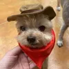 Vêtements pour chiens charmants accessoires pour animaux de compagnie Costume élégant ensemble de chapeau de Cowboy confortable serviette de salive Bandana pour chiens animaux de compagnie