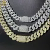 Hip-hop Jewelry in Stock Moissanite Chain Iced Out Double Rows Miami Cuban Necklace 925 Sliver 10mm 12mm 16mm Cuban Link Chain