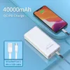 Banques d'alimentation pour téléphone portable Type-C PD 20W Chargeur de batterie externe pour Xiaomi iPhone 40000mAh Power Bank 18W QC 3.0 Powerbank de charge rapide bidirectionnel L230728