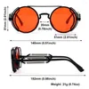 Sunglasses Punk Steampunk Double Spring Temples Sun Glasses Fashion Trendy Gothic Style Round UV400 Protection Eyewear