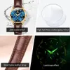 Armbandsur Olevs Womens Watches Luxury Waterproof Luminous Quartz Watch Multifunktionell läderband Original Certifierad varumärke Wristwatch 230729