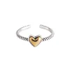 Original 925 Sterling Silver Open Rings for Women Love Heart Gold Tone Metal Adjustable Finger Ring Fine Jewelry Whole YMR223323d