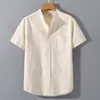 Chemise en lin décontractée pour hommes chemise à manches courtes pour hommes lâche hommes Style chinois été coton lin hommes décontracté manteau haut