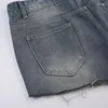 Женские шорты 2023Casual Spicy Girls Персонализированные перфорированные джинсовые женщины стирают старый синий рваный край изношенные брюки с низкой талией