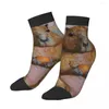 Herensokken Happy Ankle Enjoying An Orange Capybara Cute Animal Street Style Casual Crew Sock Gift Pattern Printed
