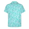 Men's Casual Shirts Aqua Roses Abstract Flower Print Beach Shirt Summer Fashion Blouses Men Graphic Big Size 3XL 4XL