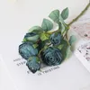 Simulation Burnt Edge Roses Single Cream Rose Bouquet pour la fête de la Saint-Valentin Fleurs de simulation