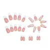 Falska naglar rosa medium fyrkantig press-on ädla och elegant stil manikyr för kvinnor tjej nagel salong pr försäljning