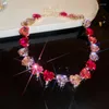 Halsband Minar übertrieben glänzend bunte Strasssteine Liebe Herz Perlen Halskette vergoldet Metall Anhänger für Frauen