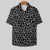 Camisas casuais masculinas Blusas com estampa de girafa Animal Masculino Preto e branco Havaí Manga curta gráfica Moda Grande Camisa de férias presente