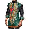 Ropa étnica para hombre verde africano Dashiki estampado botón abajo camisas de vestir delgadas ropa de manga larga hombres camisa tradicional Outfit265d