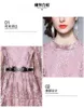 캐주얼 드레스 2023 초반 스프링 레이스 스탠드 칼라 랜턴 슬리브 큰 밑단 자수 미디 드레스 중국 패션 세례