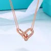 Women designer necklace luxury jewelry stainless steel valentine silver chain Interlocking diamond pendant collarbone necklaces designers girlfriend gift 1620