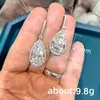 Dangle Earrings Huitan Trendy Luxury Pear CZ Drop For Women High-quality Silver Color Ear Wedding Party Aesthetic Jewelry