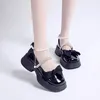 Sukienka buty Linjw Platforma damska Chunky Heel Round Stopa Mary Jane Ladies Solid Color Pu Skórzanie japoński styl lolita cosplay