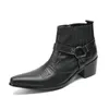 Botas 2023 grande taille chaussures habillées formelles bout pointu Cowboy Club en cuir véritable bottes courtes Style Punk hommes d'affaires bottines