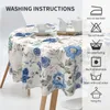 Table Cloth Spring Summer Floral Tablecloth Butterfly Bird Flower 60 Inch Round Clothes Winter French Blue And Grey