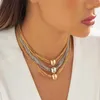 Choker Punk Big Golden Beads Charm Multilayer Box Link Chain Necklace For Women Men Geometric Round Ball Neck Collar Party Jewelry