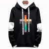 Moletons masculinos masculinos Faith Cross Jesus Print Pullover Man Splicing Designer Casual Sweatshirts Moda Manga Comprida Esporte Tops Para Masculino