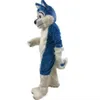 High quality Blue Husky Dog Mascot Costume Wolf Fox Fancy Party Dress Halloween Costumes Adult Size2722