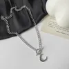 Pendant Necklaces Origin Summer Delicate Moon Toggle Clasp Necklace For Women Vintage Geometrical Chunky Chain Metallic Jewellery