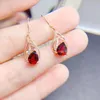 Dangle Earrings Natural Real Red Garnet Leaf Style Drop Earring 925 Sterling Silver 0.7ct 2pcs Gemstone Fine Jewelry T23626