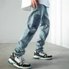 Erkek kot y2k sokak kıyafeti yama işlemi yığılmış kot pantolon pantolon erkekler giyim düz eski hip hop denim pantolon pantalon homme 230729