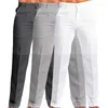 Pantalones de lino informales con bolsillo para hombre, pantalones blancos sólidos de talla grande 3Xl, pantalones de chándal rectos a la moda para hombre, ropa de calle para hombre