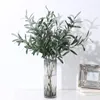 Dekorativa blommor konstgjorda olivblad gren långa stjälkar falska växtgrenar för hemblommig vas buketter bröllop grönska trädgårdsdekor