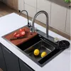 Évier de cuisine cascade robinets de cuisine en acier inoxydable nano grand réservoir unique accessoires de cuisine tout pour la cuisine et la maison