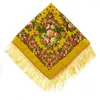 Foulards 90 90cm foulard carré national russe femmes imprimé floral bandana châle frangé ukrainien babouchka hijab mouchoir bandeau tête