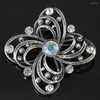 Broches bohême grande fleur broche perles de cristal blanc couleur argent mode femmes broches antiques bijoux cadeaux pour B1215