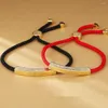 Charm Bracelets Trendy Braided Red Rope Couple Bracelet Men Jewelry Luck Ethnic Golden Buddha Scriptures Women Anniversary Lover Gift