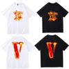 Designer de tendência de rua VLONE verão nova grande camiseta de manga curta masculina e feminina de manga curta com gola redonda