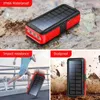 Mobiltelefon Power Banks Solar Power Bank 60000MAH Portable Snabb solenergi Externt batteripaket Inbyggda kablar ficklampa utomhushandskakning Power L230728