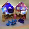 Tools Workshop Kids Simulation Villa Furniture Yellow House 1/12 Combination Box Double-faced Dollhouse Miniature Play For Girl Birthday Gift 230729