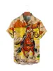メンズカジュアルシャツ夏ハワイアンシャツ3Dデジタルプリント西アメリカヴィンテージスタイルトップ