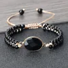 Strand 4MM Noir Polonais Double Rangée Perlé Bracelet Femmes Hommes Réglable Charme Pendentif Couple BraceletBangle Chaîne Bijoux Cadeau