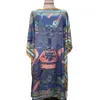 Ethnic Clothing Length 130cm Bust 130 Cm Elegant Printed Silk Caftan Lady Dresses Loose Style Dashiki African Muslim Women Long339j