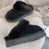 Kasztanowy puch tak slajd Australia Sheepskin zamsz Funkette Kapcie SHERPA DEMQUETTE Platforma damska Platforma Shearling Fur Sandal Sandal Sandal Sandal na płaskich botkach