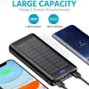 Banki zasilania telefonu komórkowego Pinzheng 30000MAH 10 W ŁYSKA Słoneczny bank zasilania przenośna zewnętrzna bateria Zewnętrzna mocna Powerbank LED dla iPhone'a Xiaomi Huawei L230824