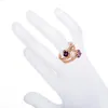 Whole-Rose Gold Over Silver Ring Classic 3-stone Rose Quartz Amethyst Garnet Gemstone Fine Jewelry234h