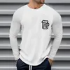 T-shirts pour hommes printemps et automne bière coupe imprimé col rond pull à manches longues chemise