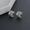 Dos Boucles D'oreilles 1 PC Argyle Oreille Manchette Non Piercing Pour Les Femmes Multicouche Superposition Argent Couleur Y2k Clip Os Sans Trou Bijoux EF033